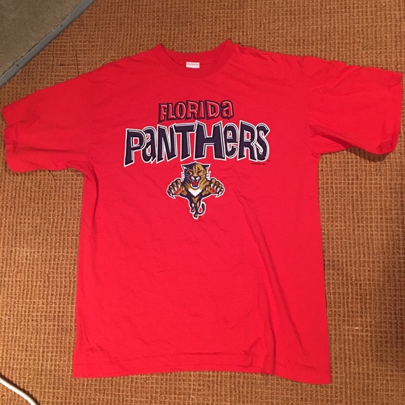 90s Vintage NHL Florida Panthers Red T Shirt (XL) - Picture 1 of 4